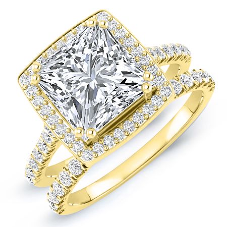 Aster Moissanite Matching Band Only (engagement Ring Not Included) For Ring With Princess Center yellowgold