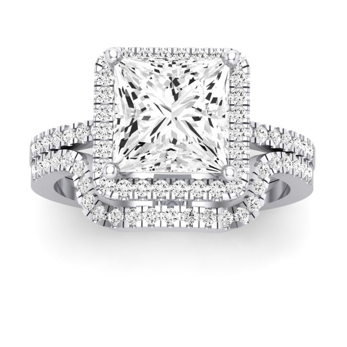 Bergenia Moissanite Matching Band Only (does Not Include Engagement Ring ) For Ring With Princess Center whitegold