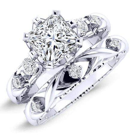 Oleana Moissanite Matching Band Only (engagement Ring Not Included) For Ring With Princess Center whitegold