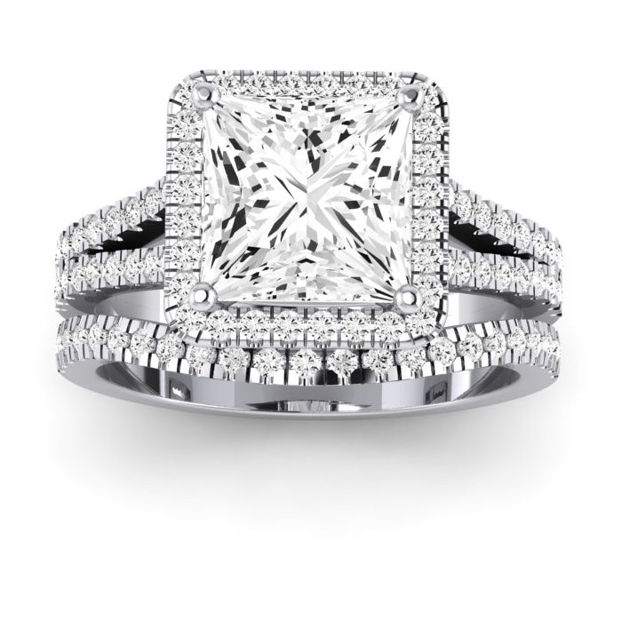 Silene Moissanite Matching Band Only ( Engagement Ring Not Included) For Ring With Princess Center whitegold