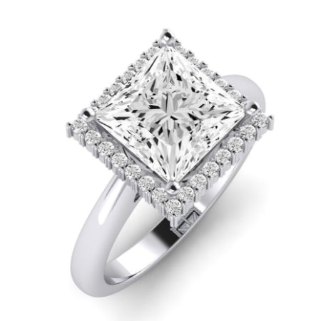 Calla Lily Moissanite Matching Band Only (does Not Include Engagement Ring) For Ring With Princess Center whitegold