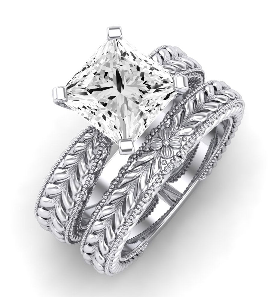 Azalea Moissanite Matching Band Only (does Not Include Engagement Ring) For Ring With Princess Center whitegold