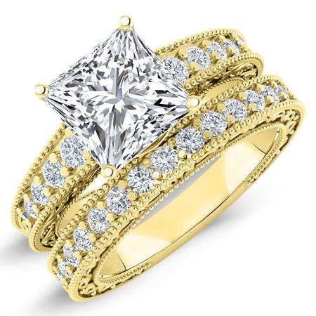 Romy Moissanite Matching Band Only (engagement Ring Not Included) For Ring With Princess Center yellowgold