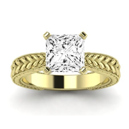 Azalea Moissanite Matching Band Only (does Not Include Engagement Ring) For Ring With Princess Center yellowgold