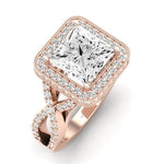 Clover Moissanite Matching Band Only ( Engagement Ring Not Included) For Ring With Princess Center rosegold