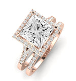 Desert Rose Moissanite Matching Band Only (engagement Ring Not Included) For Ring With Princess Center rosegold