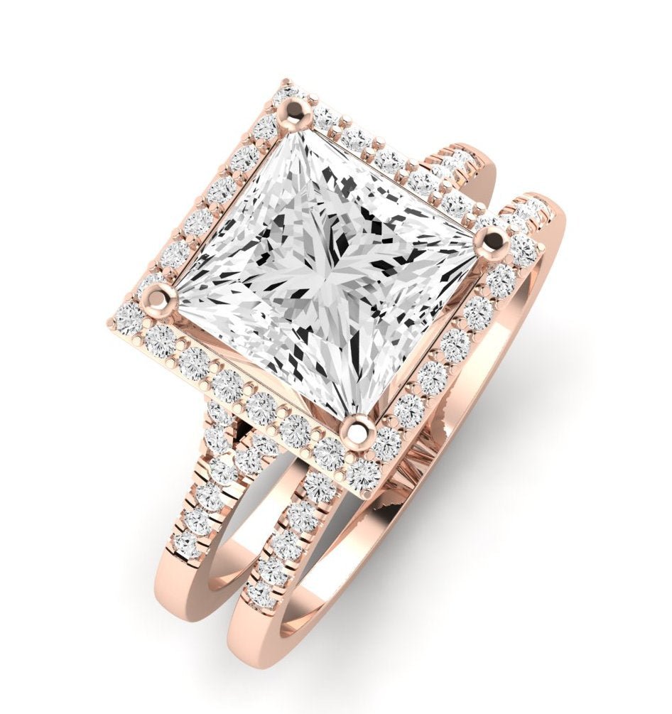Desert Rose Moissanite Matching Band Only (engagement Ring Not Included) For Ring With Princess Center rosegold