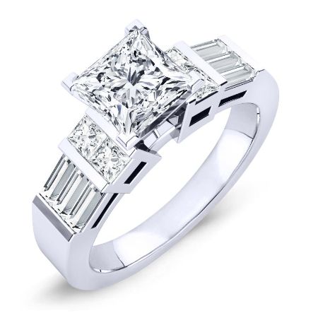 Bluebell Moissanite Matching Band Only (engagement Ring Not Included) For Ring With Princess Center whitegold