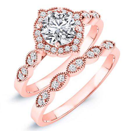 Petal Moissanite Matching Band Only (engagement Ring Not Included) For Ring With Round Center rosegold