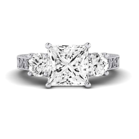 Belladonna Moissanite Matching Band Only (does Not Include Engagement Ring) For Ring With Princess Center whitegold