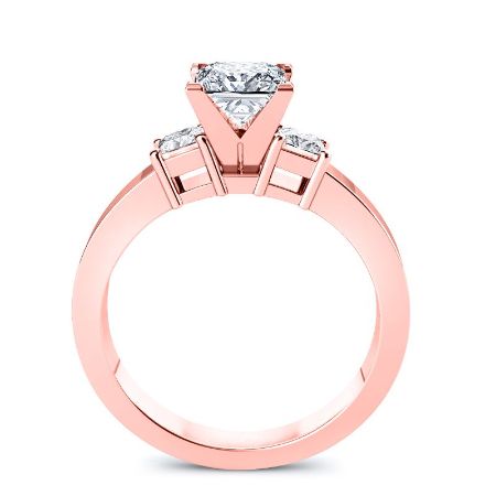 Bellflower Moissanite Matching Band Only (engagement Ring Not Included) For Ring With Princess Center rosegold