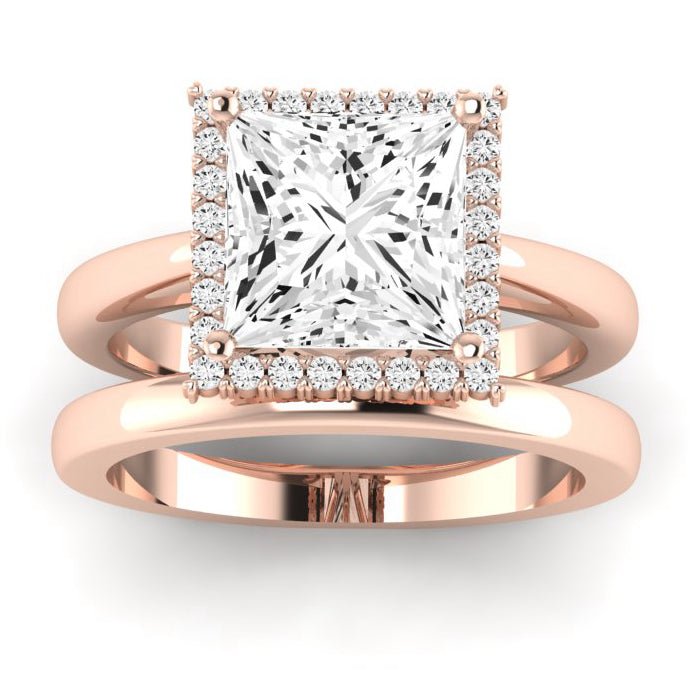 Calla Lily Moissanite Matching Band Only (does Not Include Engagement Ring) For Ring With Princess Center rosegold