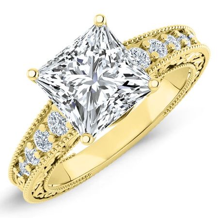 Romy Moissanite Matching Band Only (engagement Ring Not Included) For Ring With Princess Center yellowgold