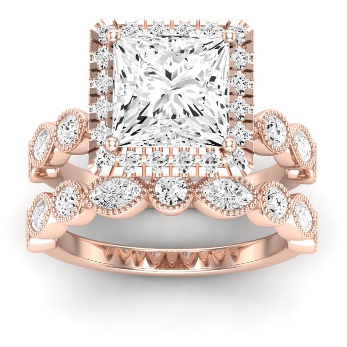 Aubretia Moissanite Matching Band Only (does Not Include Engagement Ring) For Ring With Princess Center rosegold