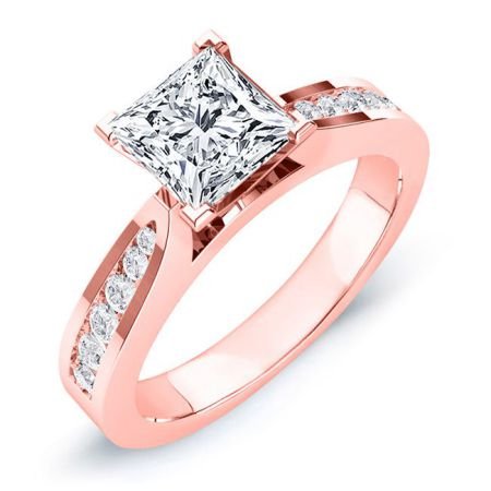 Petunia Moissanite Matching Band Only (engagement Ring Not Included) For Ring With Princess Center rosegold
