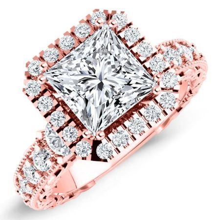 Canna Moissanite Matching Band Only (engagement Ring Not Included) For Ring With Princess Center rosegold