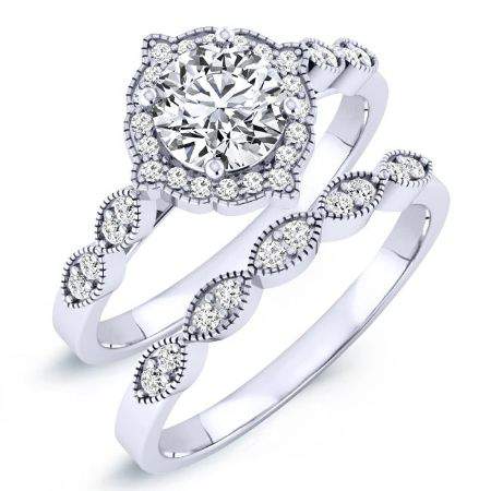 Petal Moissanite Matching Band Only (engagement Ring Not Included) For Ring With Round Center whitegold