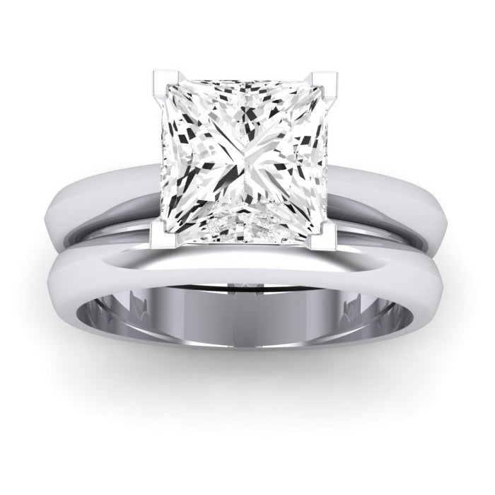 Senna Moissanite Matching Band Only (does Not Include Engagement Ring) For Ring With Princess Center whitegold