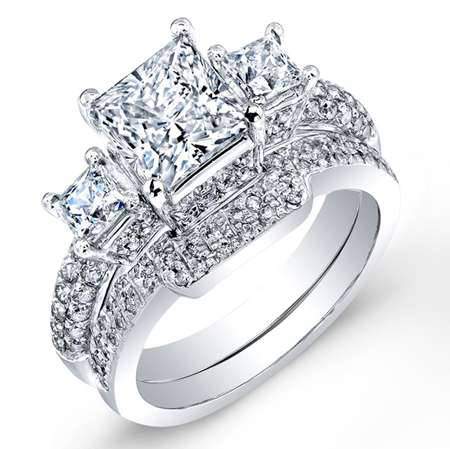 Daffodil Moissanite Matching Band Only (engagement Ring Not Included) For Ring With Princess Center whitegold