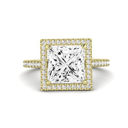 Columbine Moissanite Matching Band Only (does Not Include Engagement Ring) For Ring With Princess Center yellowgold