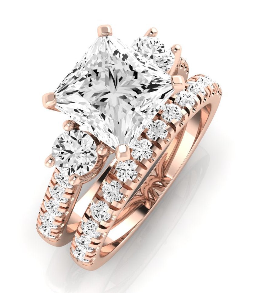 Primrose Moissanite Matching Band Only ( Engagement Ring Not Included) For Ring With Princess Center rosegold