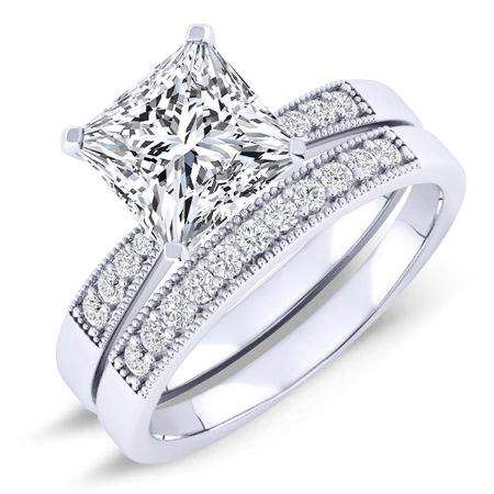 Poppy Moissanite Matching Band Only (engagement Ring Not Included) For Ring With Princess Center whitegold