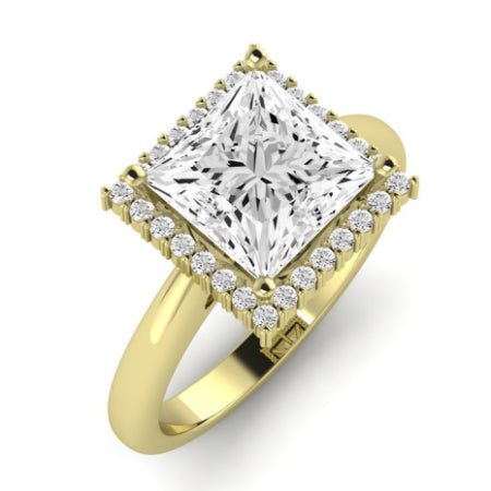 Calla Lily Moissanite Matching Band Only (does Not Include Engagement Ring) For Ring With Princess Center yellowgold