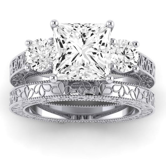 Belladonna Moissanite Matching Band Only (does Not Include Engagement Ring) For Ring With Princess Center whitegold