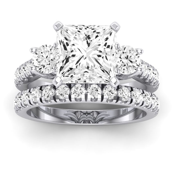 Primrose Moissanite Matching Band Only ( Engagement Ring Not Included) For Ring With Princess Center whitegold