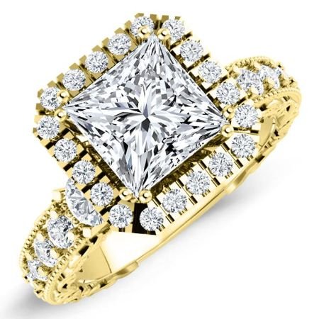 Canna Moissanite Matching Band Only (engagement Ring Not Included) For Ring With Princess Center yellowgold