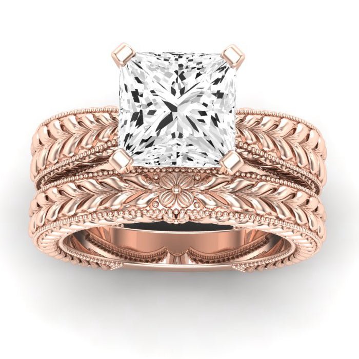 Azalea Moissanite Matching Band Only (does Not Include Engagement Ring) For Ring With Princess Center rosegold