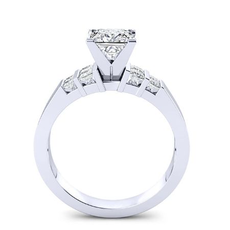 Carnation Moissanite Matching Band Only (engagement Ring Not Included) For Ring With Princess Center whitegold