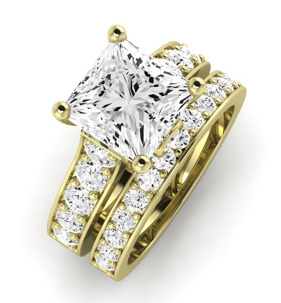 Calluna Moissanite Matching Band Only (does Not Include Engagement Ring) For Ring With Princess Center yellowgold