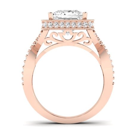 Clover Moissanite Matching Band Only ( Engagement Ring Not Included) For Ring With Princess Center rosegold