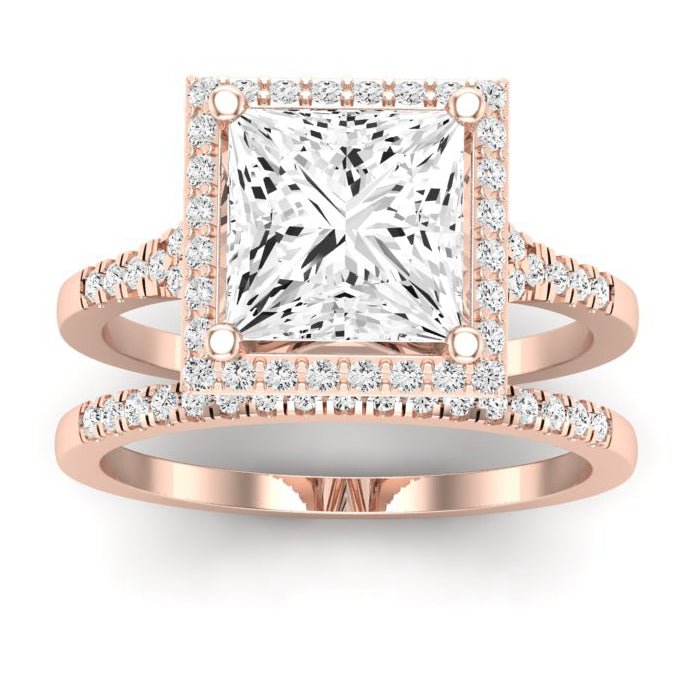 Desert Rose Moissanite Matching Band Only (engagement Ring Not Included) For Ring With Princess Center rosegold