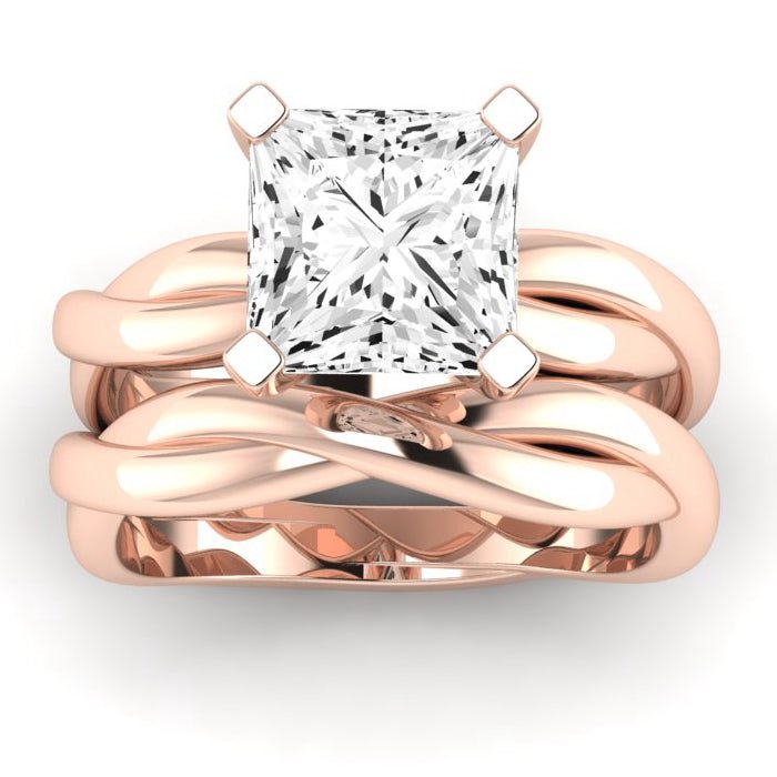 Baneberry Moissanite Matching Band Only (does Not Include Engagement Ring)  For Ring With Princess Center rosegold