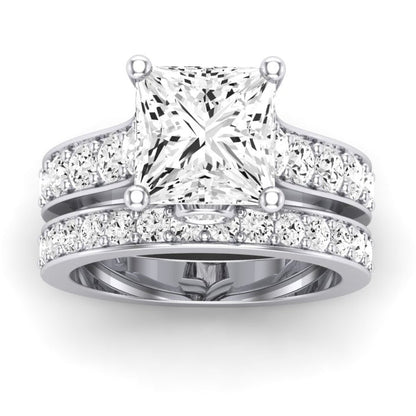 Calluna Moissanite Matching Band Only (does Not Include Engagement Ring) For Ring With Princess Center whitegold