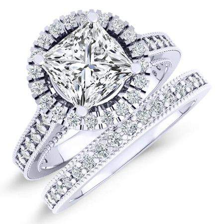 Mawar Moissanite Matching Band Only (engagement Ring Not Included) For Ring With Princess Center whitegold