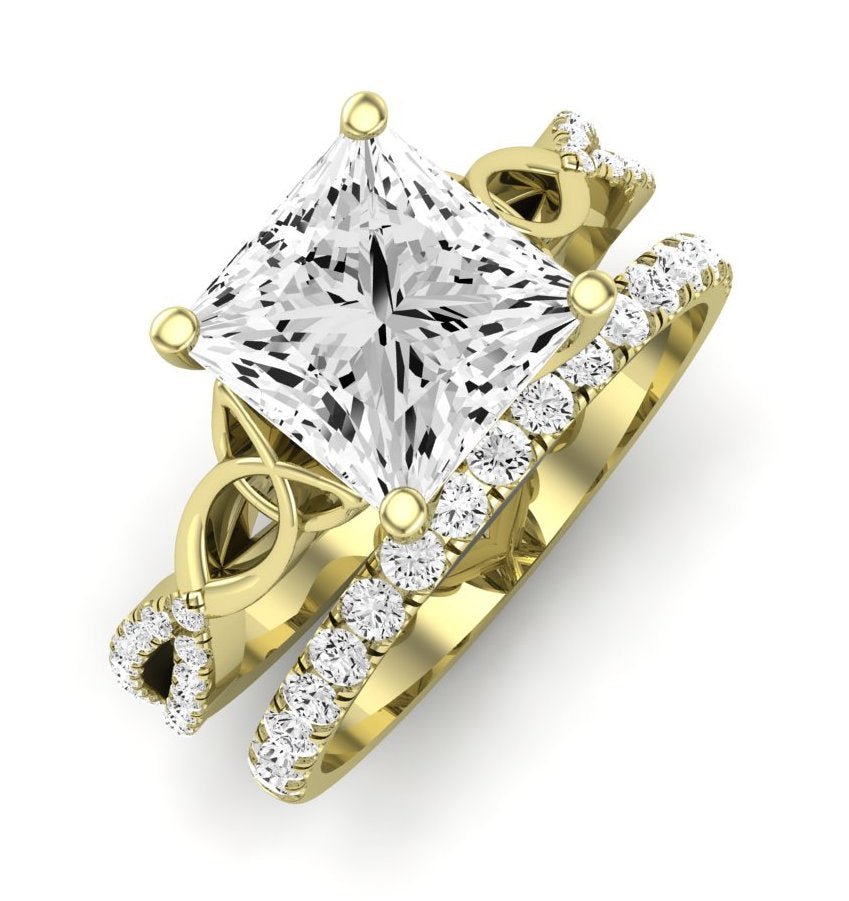 Pavonia Moissanite Matching Band Only (does Not Include Engagement Ring)  For Ring With Princess Center yellowgold