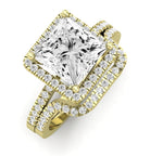 Bergenia Moissanite Matching Band Only (does Not Include Engagement Ring ) For Ring With Princess Center yellowgold