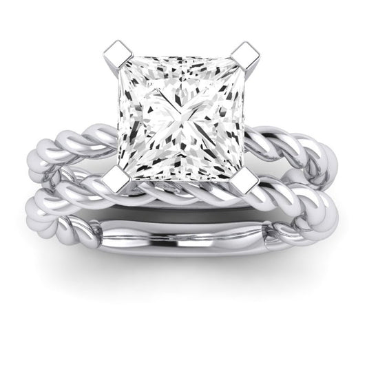 Balsam Moissanite Matching Band Only (does Not Include Engagement Ring) For Ring With Princess Center whitegold