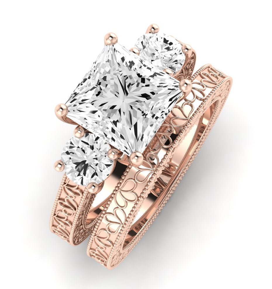 Belladonna Moissanite Matching Band Only (does Not Include Engagement Ring) For Ring With Princess Center rosegold