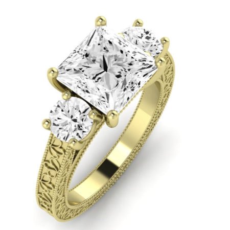 Belladonna Moissanite Matching Band Only (does Not Include Engagement Ring) For Ring With Princess Center yellowgold