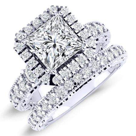 Canna Moissanite Matching Band Only (engagement Ring Not Included) For Ring With Princess Center whitegold