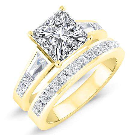 Bergamot Moissanite Matching Band Only (engagement Ring Not Included) For Ring With Princess Center yellowgold