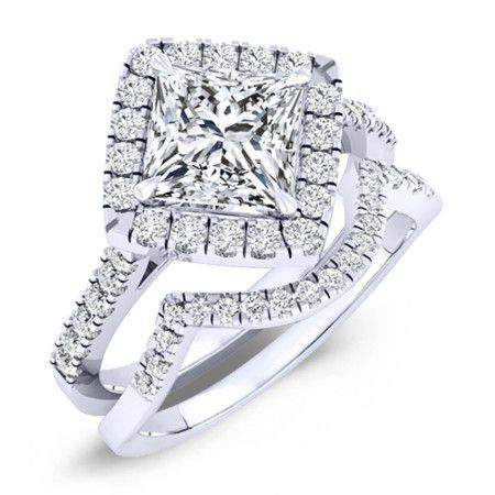 Cattleya Moissanite Matching Band Only (engagement Ring Not Included) For Ring With Princess Center whitegold