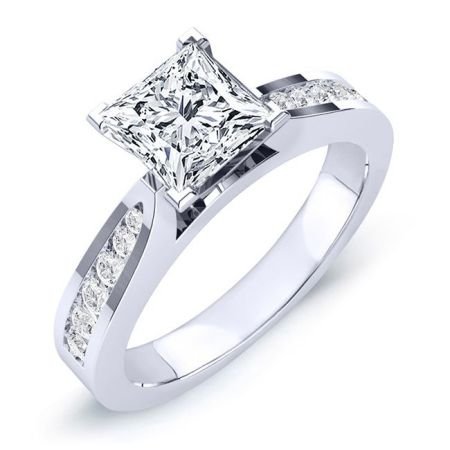 Petunia Moissanite Matching Band Only (engagement Ring Not Included) For Ring With Princess Center whitegold