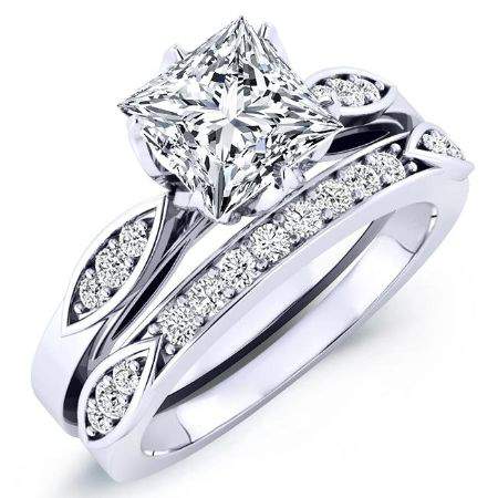 Pieris Moissanite Matching Band Only (engagement Ring Not Included) For Ring With Princess Center whitegold