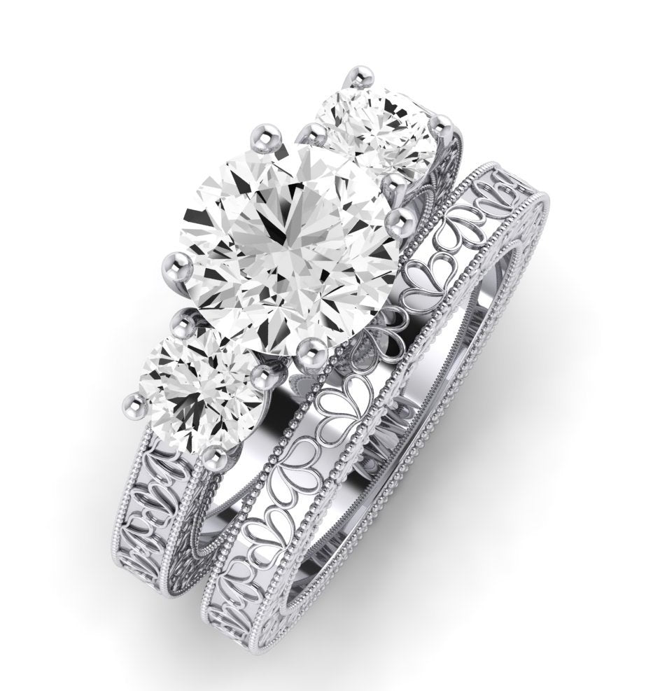 Belladonna Moissanite Matching Band Only (does Not Include Engagement Ring) For Ring With Round Center whitegold