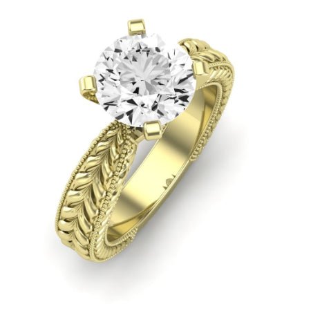 Azalea Moissanite Matching Band Only (does Not Include Engagement Ring) For Ring With Round Center yellowgold